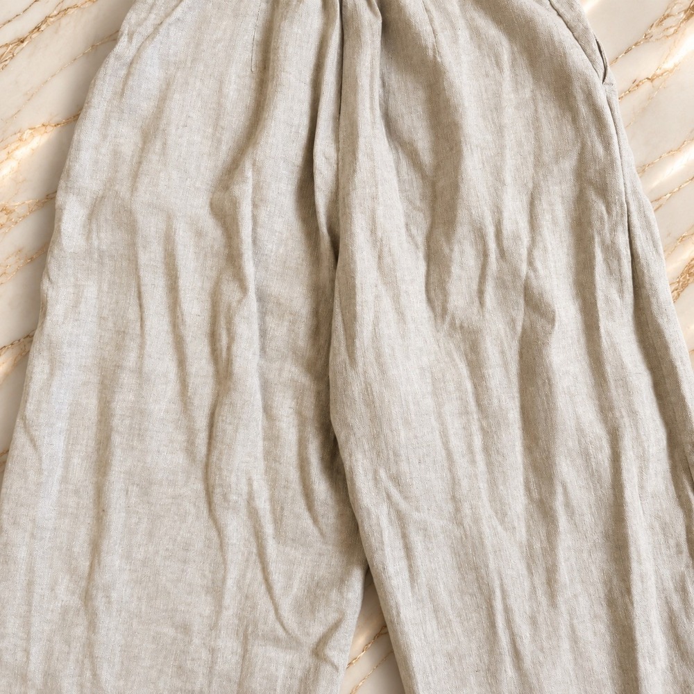 Abercrombie & Fitch Small Linen Blend Strapless Wide Leg Jumpsuit Neutral - Picture 4 of 10